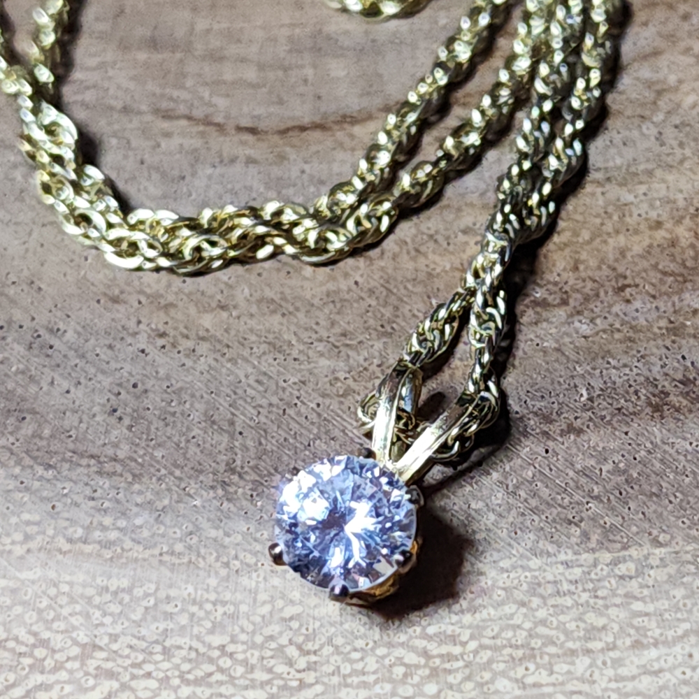 Elegant Gold Toned Necklace with CZ Pendant